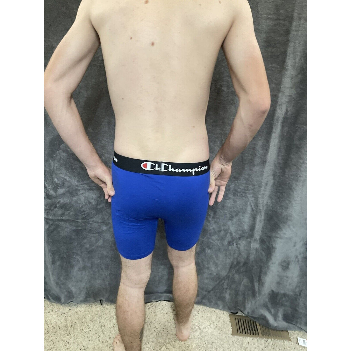 men's medium royal blue champion boxer brief 5% spandex
