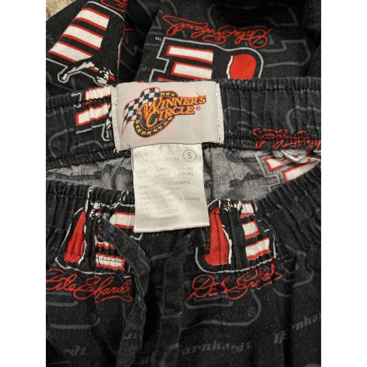 Men’s Winner’s Circle Small Sleepwear Lounge Pants Black Dale Earnhardt