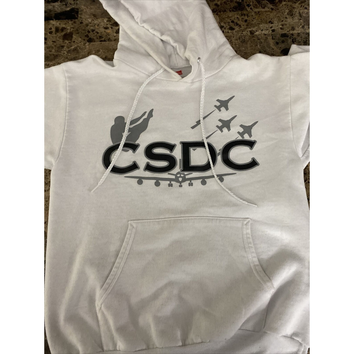 Hanes Ecosmart Men’s Small CSDC White Cotton-blend Hoodie Sweatshirt