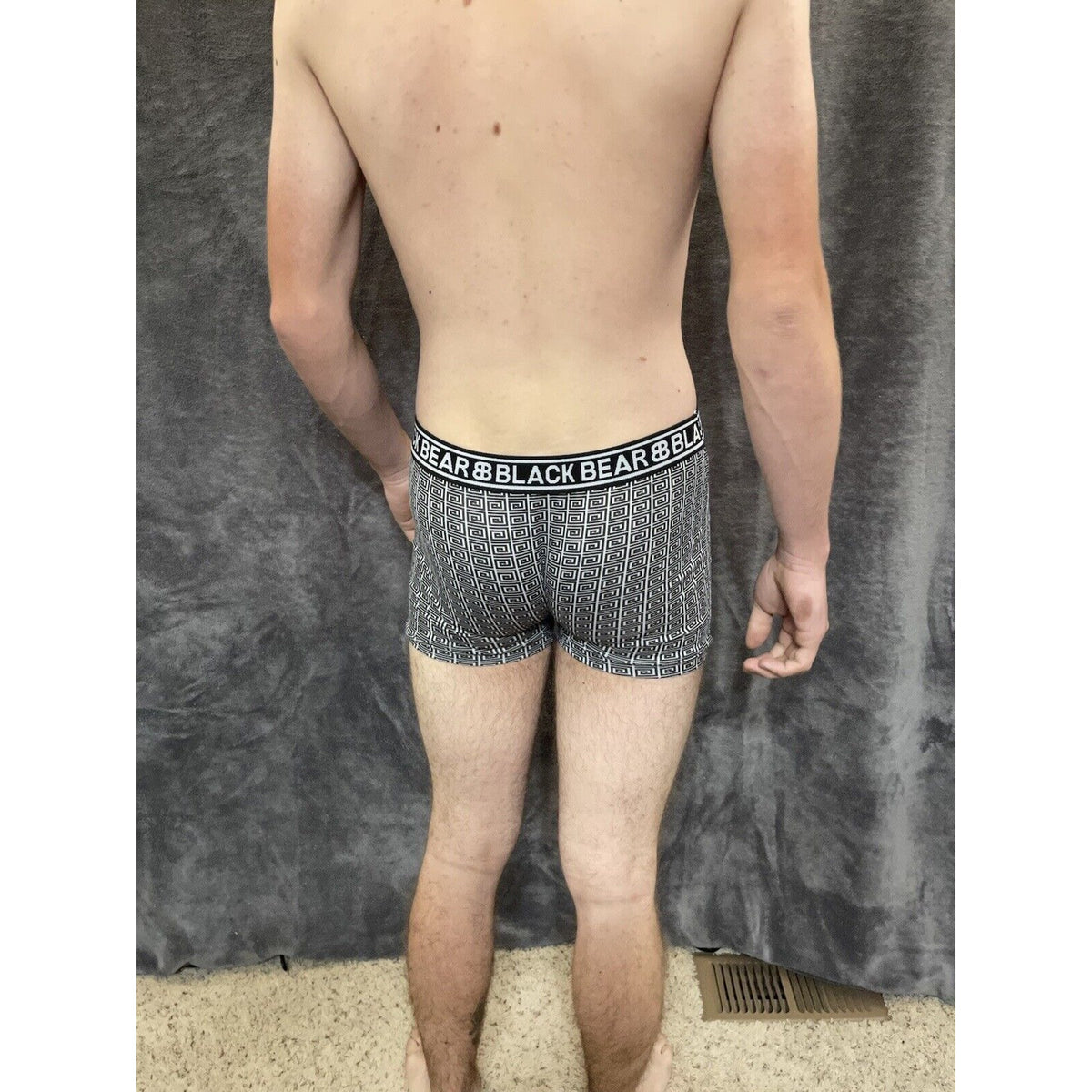 men's medium athletic trunk style black bear boxer brief White And Black Squares