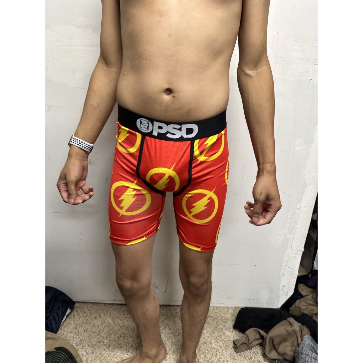 Men’s PSD Small Boxer Briefs Red Orange Flash Design