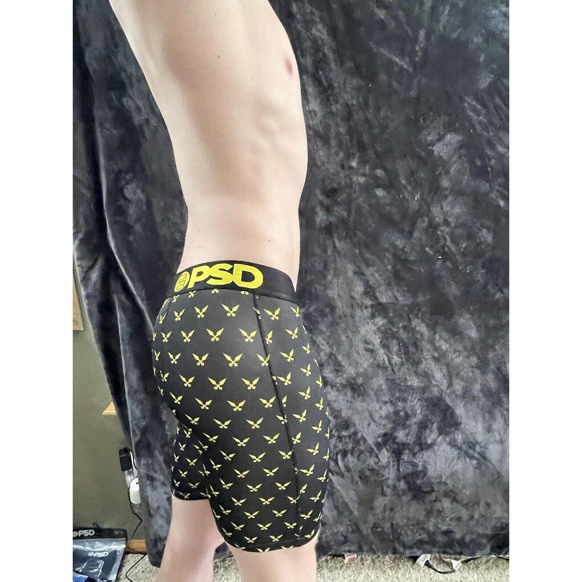 Men’s PSD Black and Yellow Ninja Boxer Briefs Medium