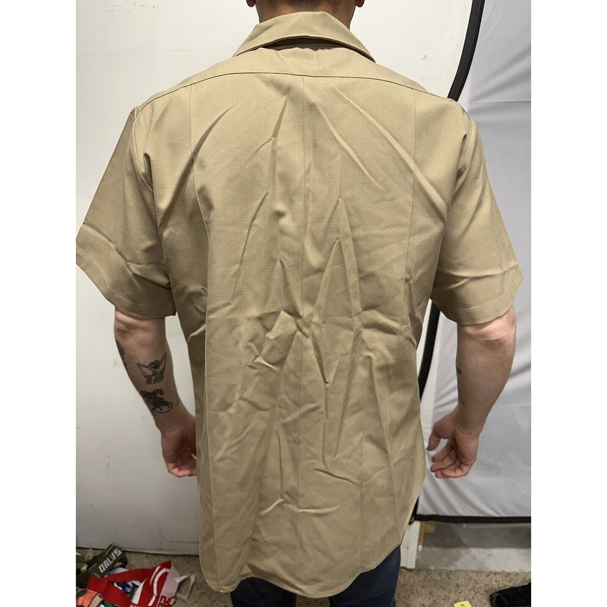 Men’s Military Usmc Flying Cross Large Button Up Uniform Khaki Shirt