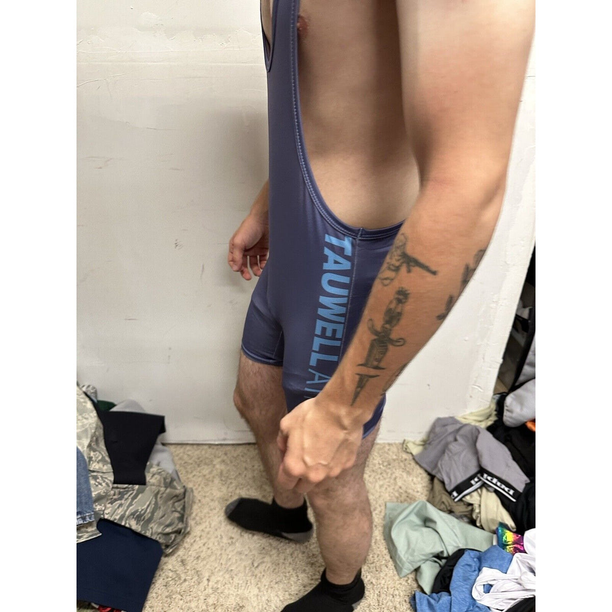 Men’s Gray Tauwell Wrestling Singlet Large