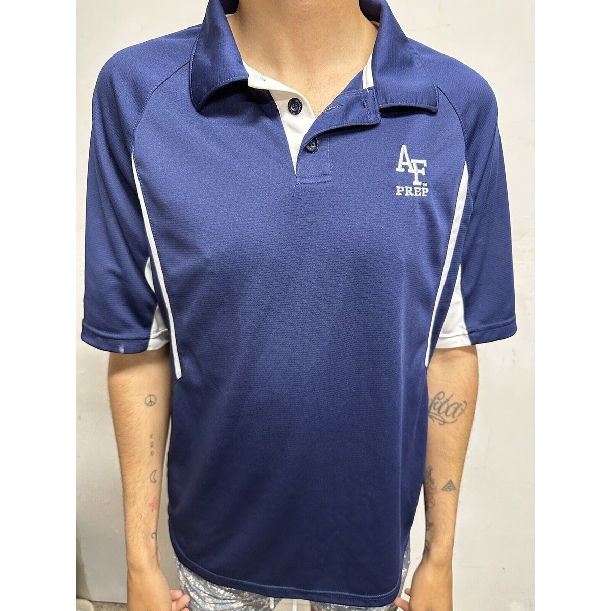 Men’s Air Force Academy Prep School Blue Polo Shirt Medium Holloway