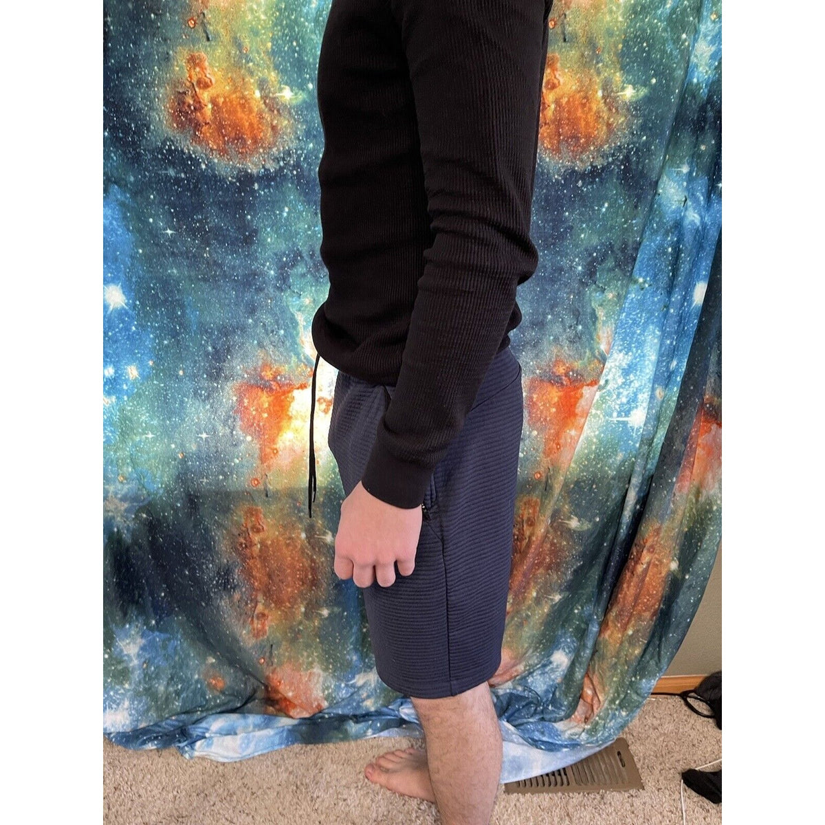Michael Strahan Olive Dark Blue Quick-Dri premium ultra fleece shorts Medium