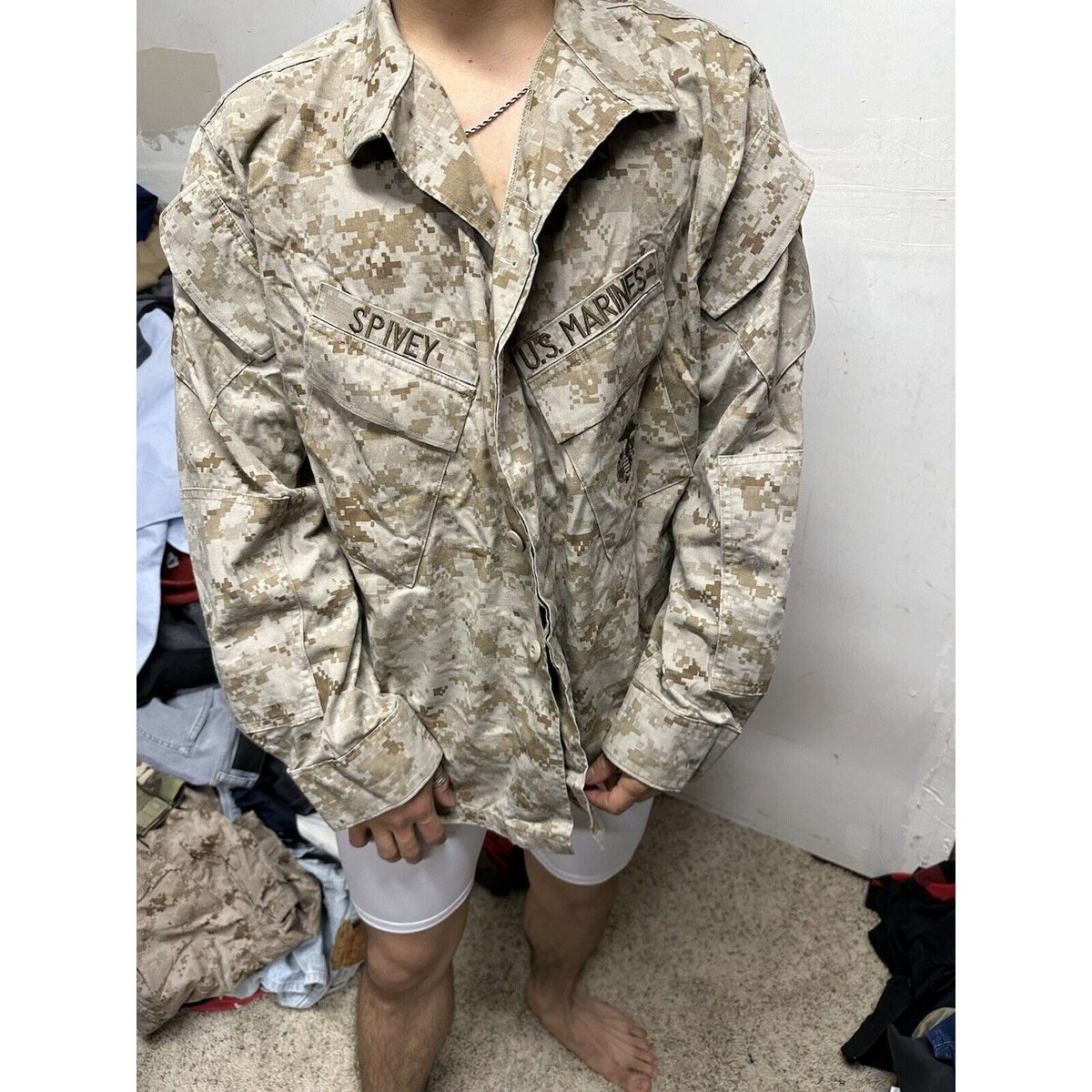 Men’s USMC Marine Corps Blouse Top Uniform Large Short
