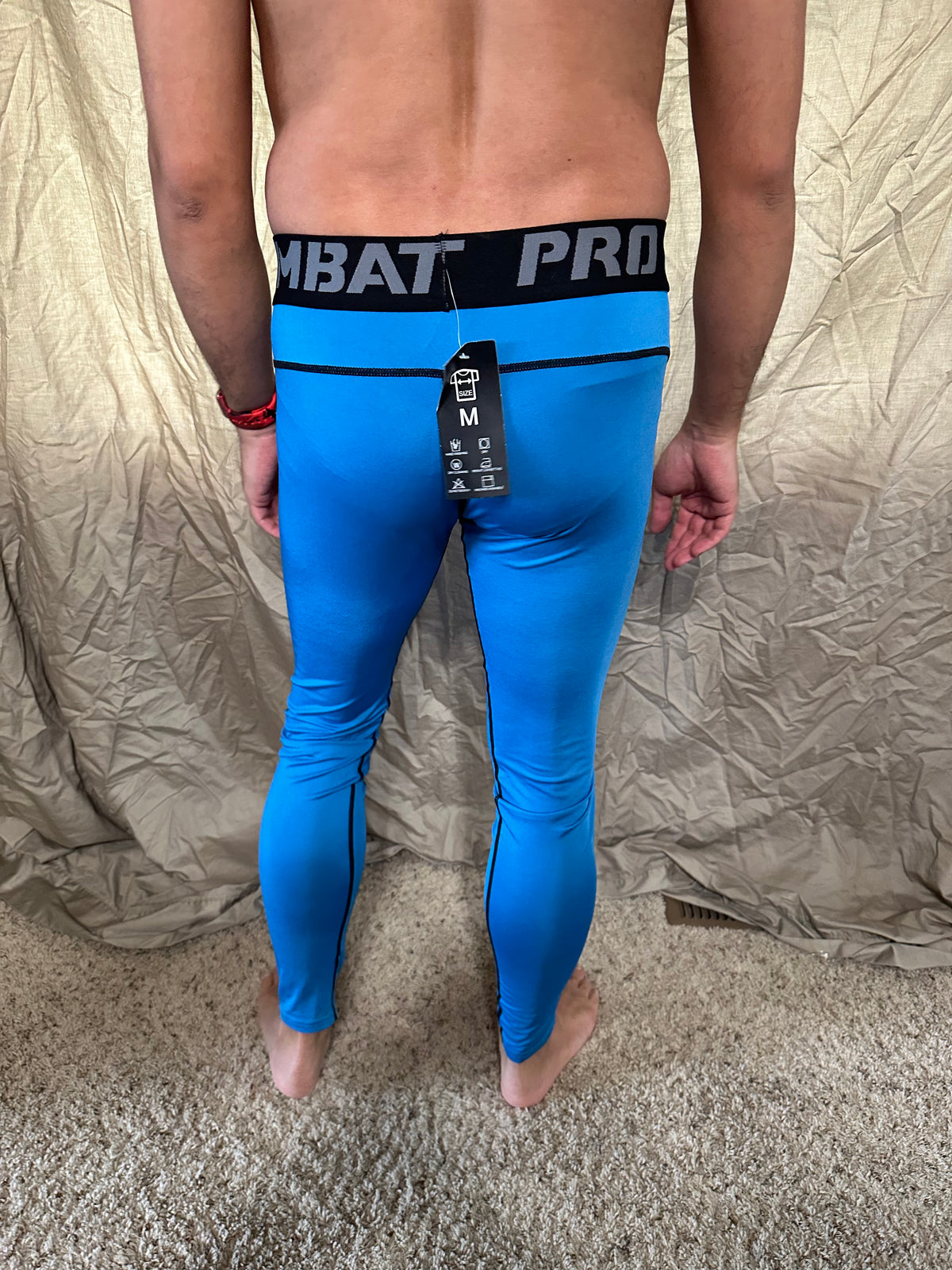 Men’s blue pro combat medium sport athletic base layer compression pants