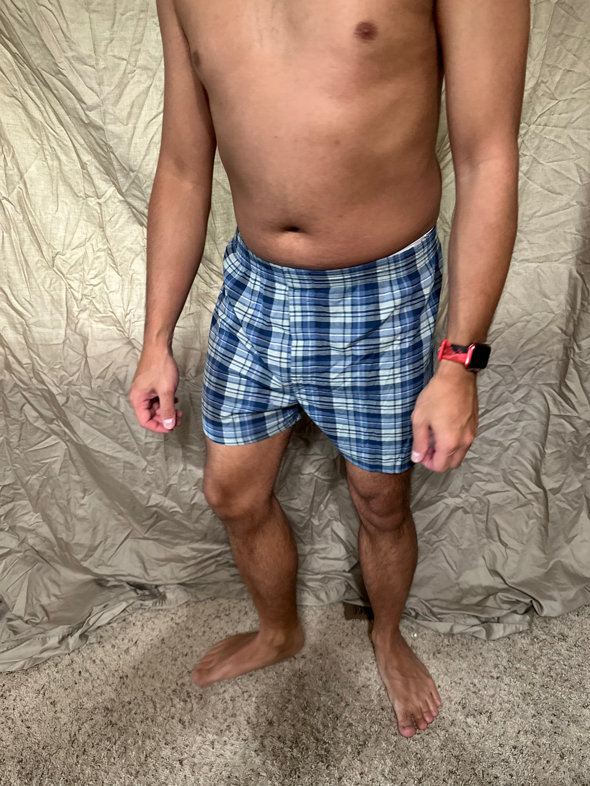 Men’s George blue plaid boxers size small boxer shorts