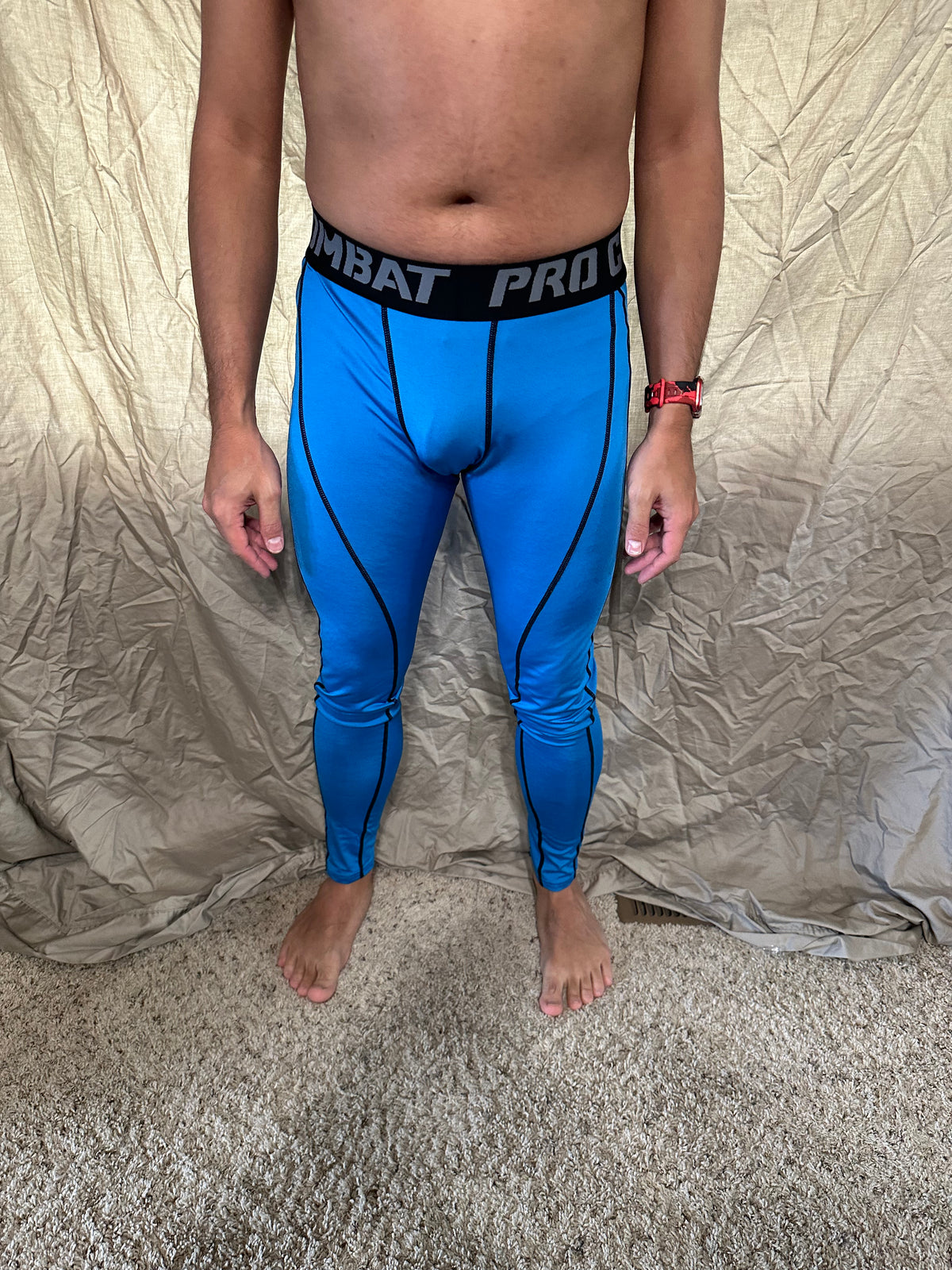 Men’s blue pro combat medium sport athletic base layer compression pants