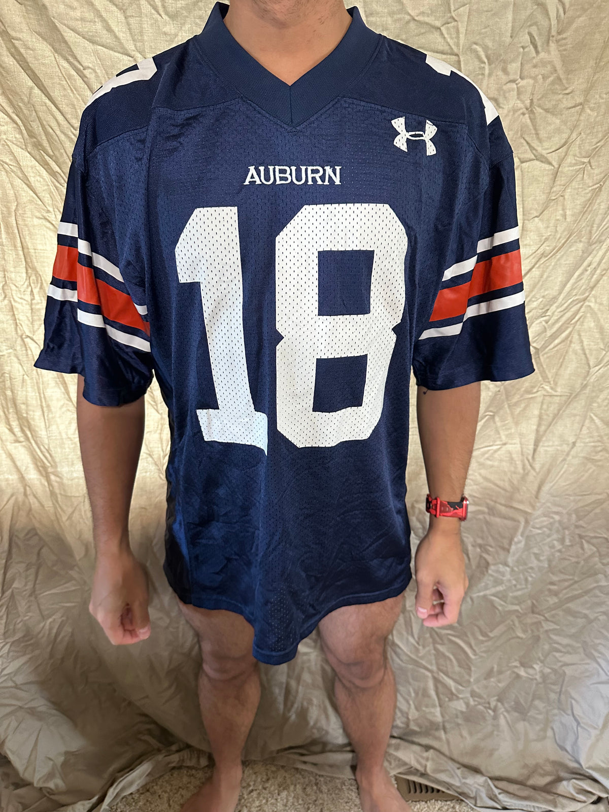 Men’s small auburn football jersey dark blue #18 under armour