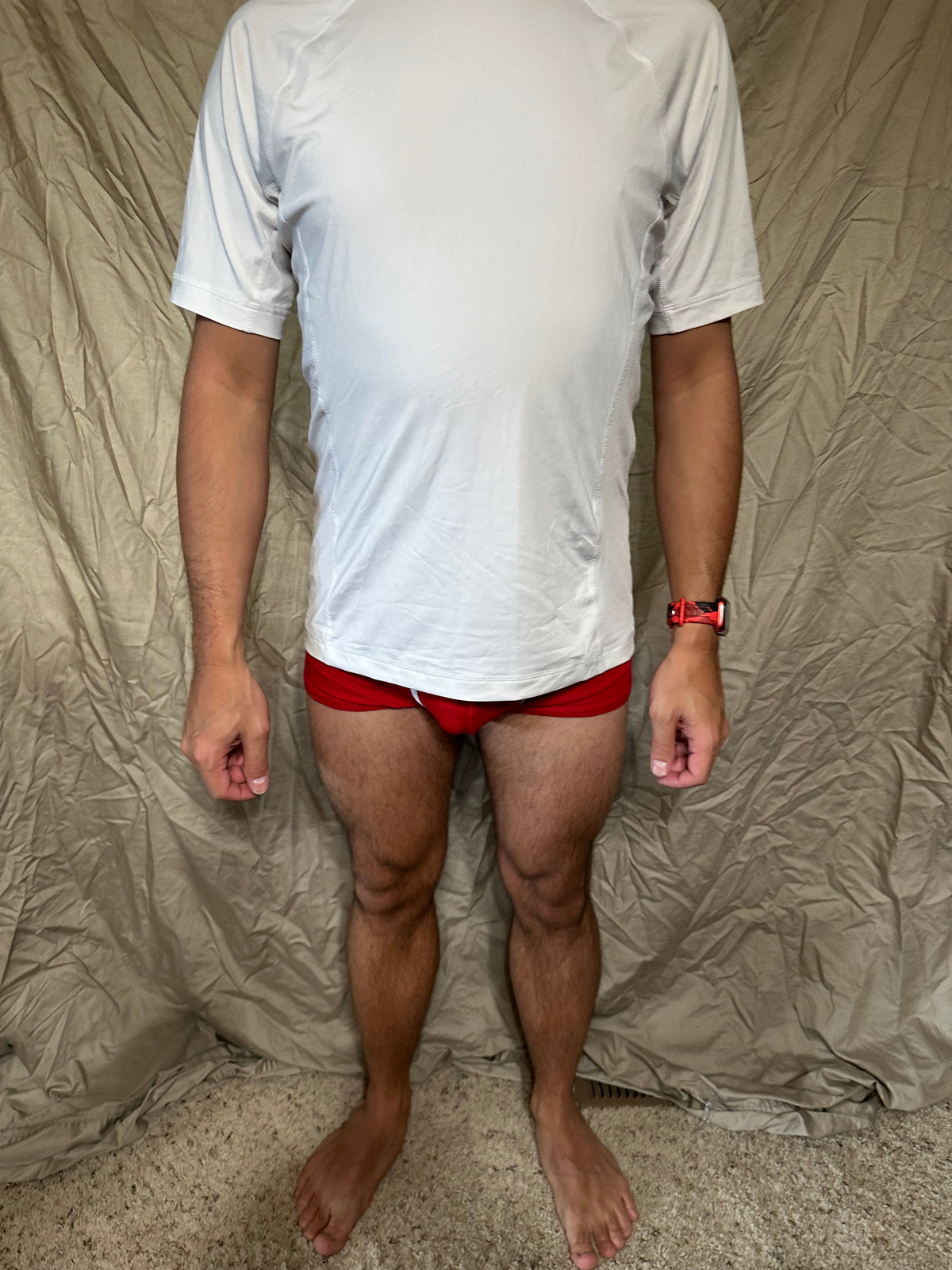Men’s white lands end size small compression shirt short sleeve