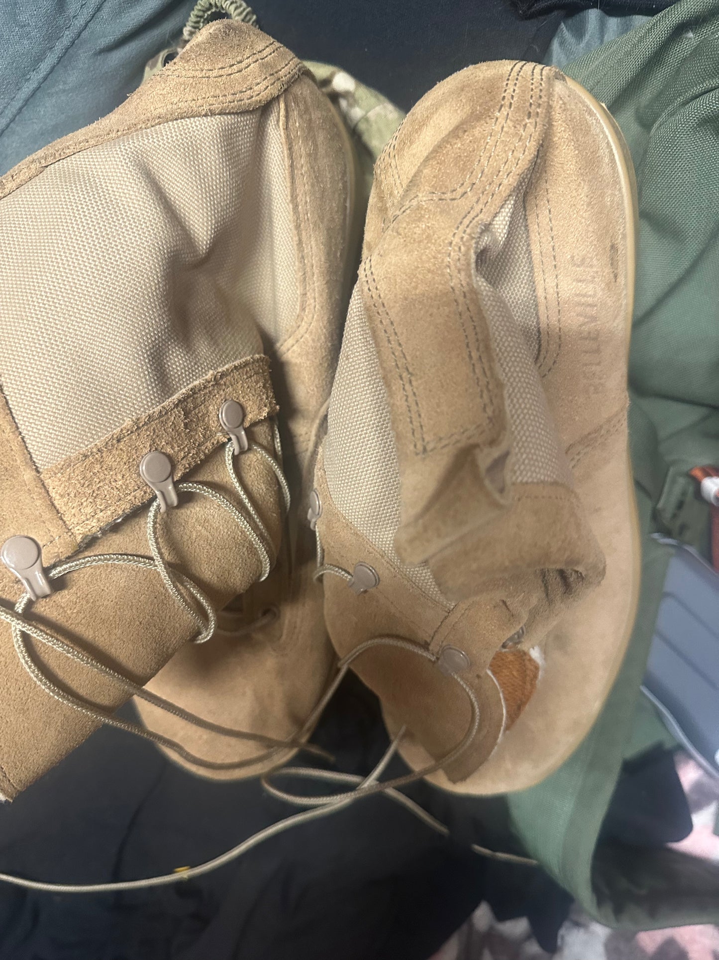 Size 12 military boots and size 12 sneakers