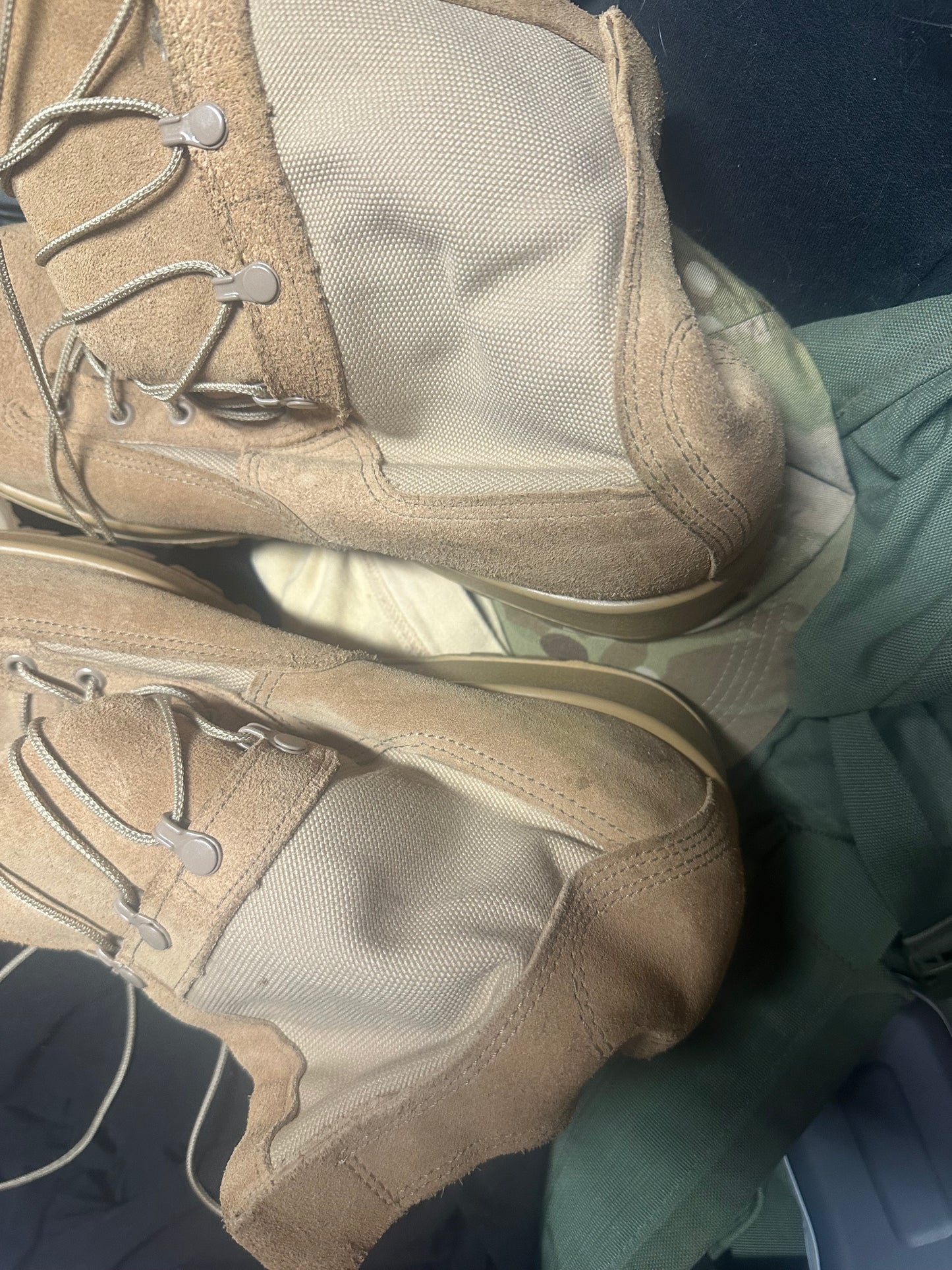Size 12 military boots and size 12 sneakers