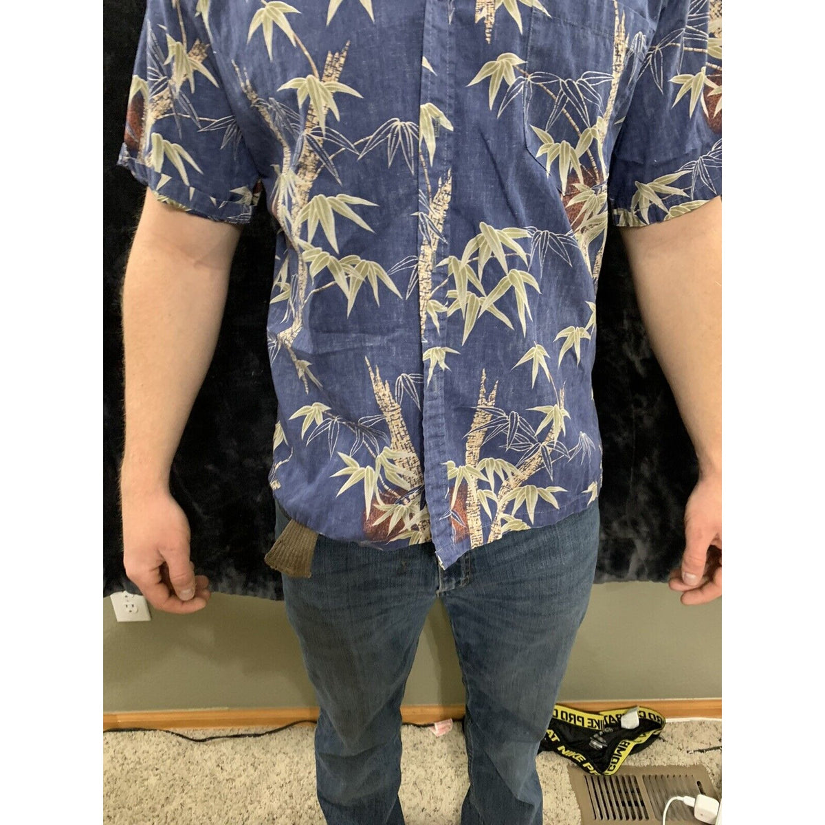 Cooke Street Hawaiian Button Up Mens Medium Blue Short Sleeve Collared