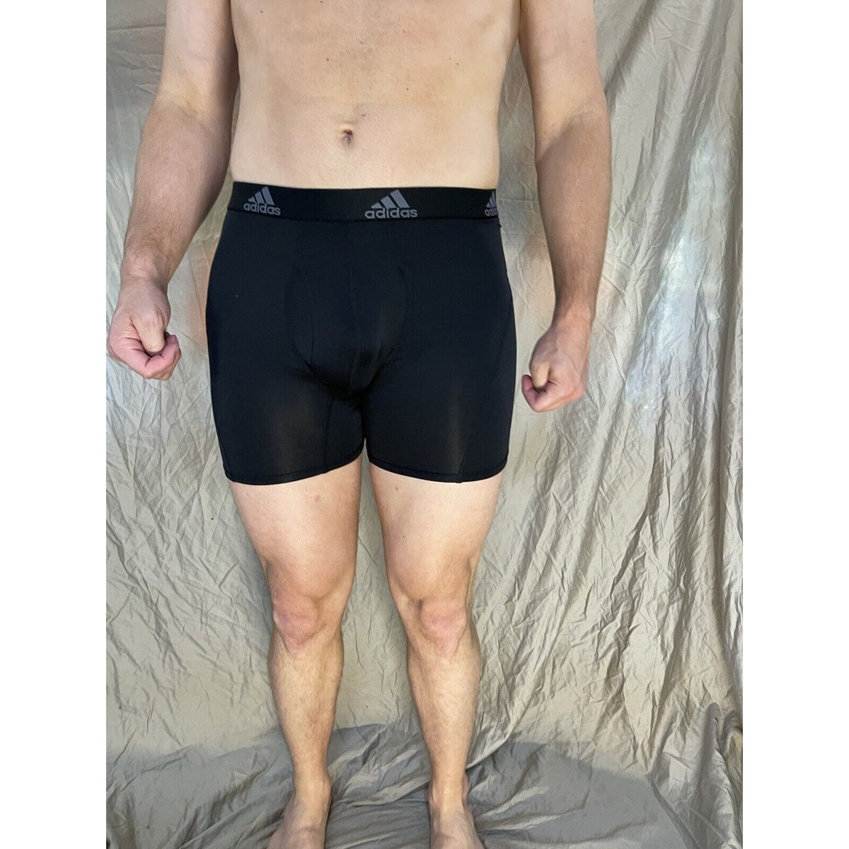 men's black adidas aeroready black compression boxer briefs Large