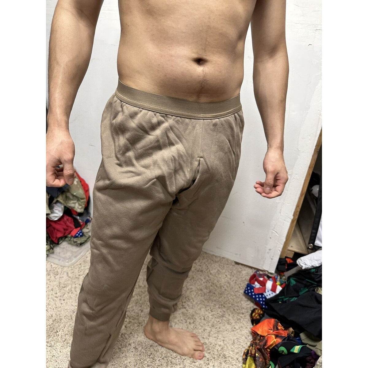 Men’s Cold Weather Brown Drawers Large Thermal Army Air Force Pants