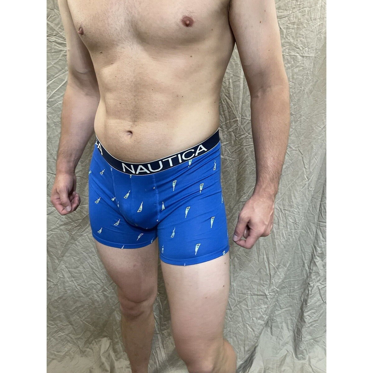 men's Rainbow Pride nautica 5% spandex boxer brief  Blue Extra Large