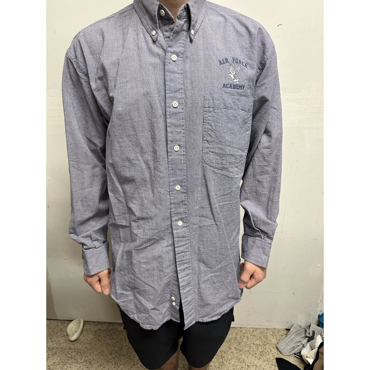 Men’s Blue Vantage Medium Long Sleeve Button Up Air Force Academy USAFA Shirt