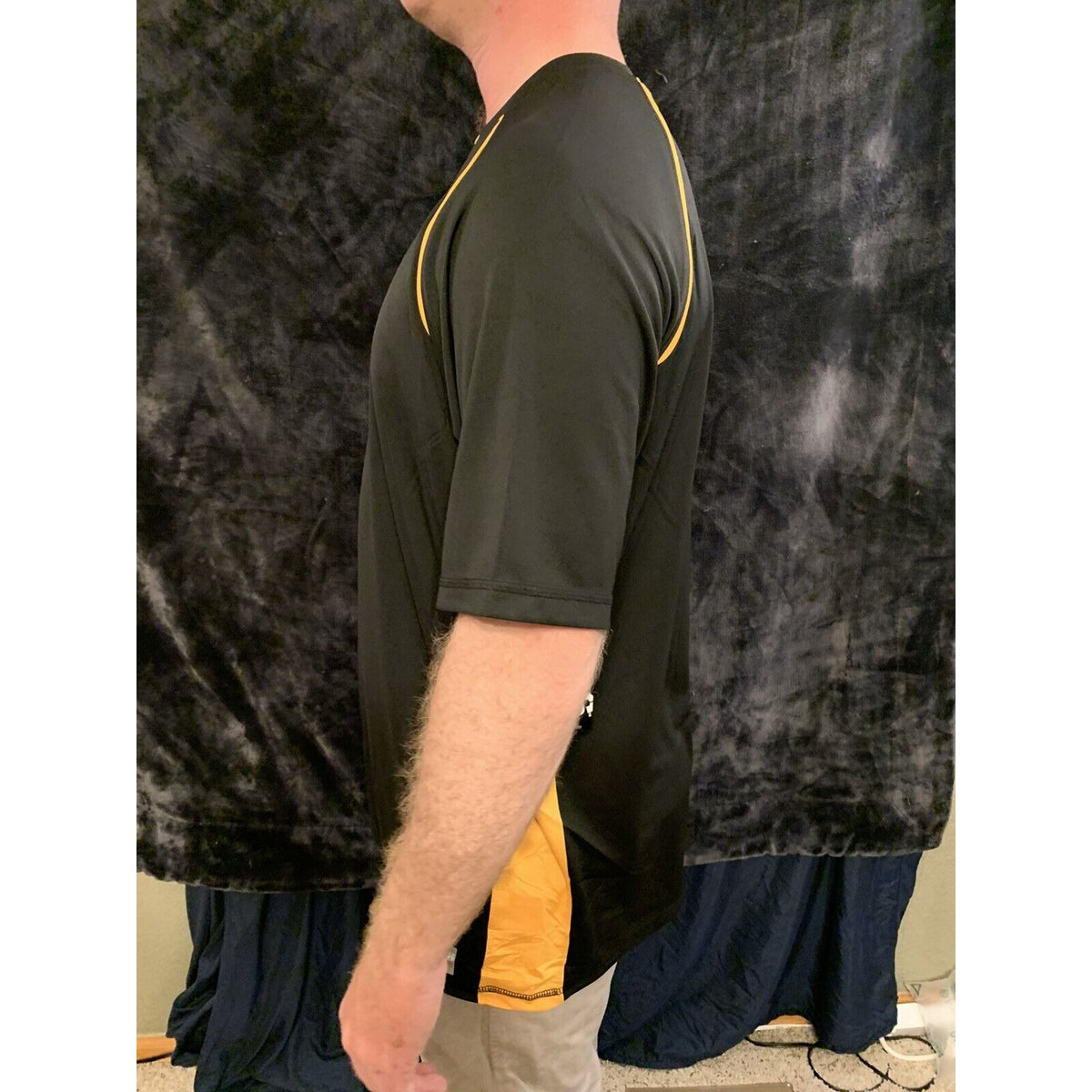 Men’s Soffe XT46 Black With Yellow Large Tee 100% Polyester