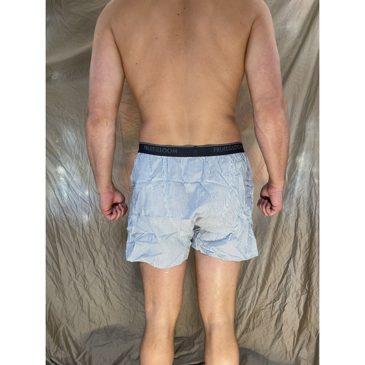 men's fruit of the loom Striped blue boxer shorts large