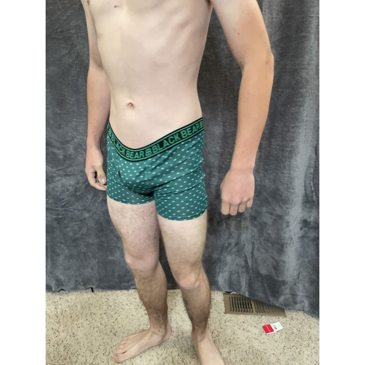 men's medium athletic trunk style black bear boxer brief Green With Polka Dots