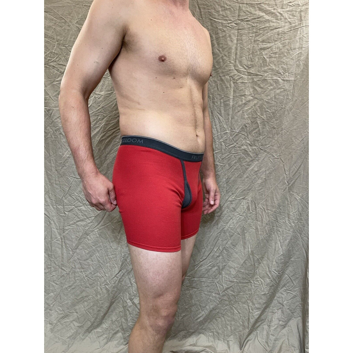 men's red  fruit of the loom cotton boxer brief Small