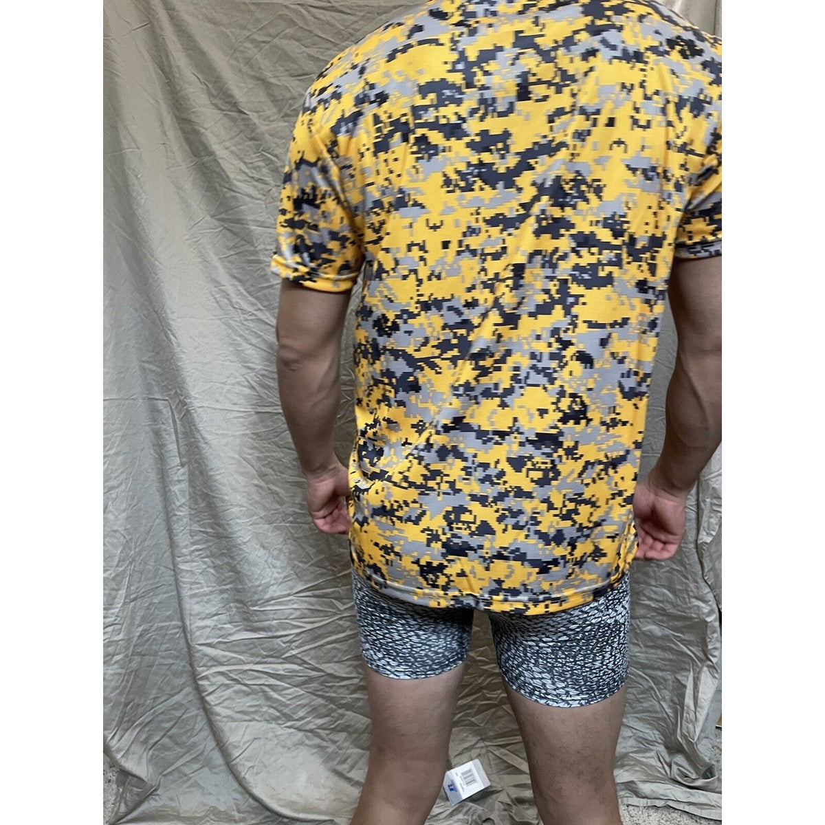 Boy's Youth Large Digi Camo Alleson Athletic Orange Compression Workout Shirt