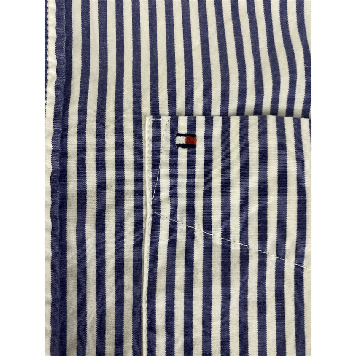 Tommy Hilfiger Men’s Small Blue White Stripes Button-down Cotton Long Sleeves