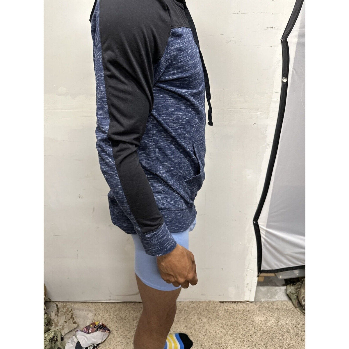 Men’s Blue And Black Boyfriend Hoodie Large Full Zip