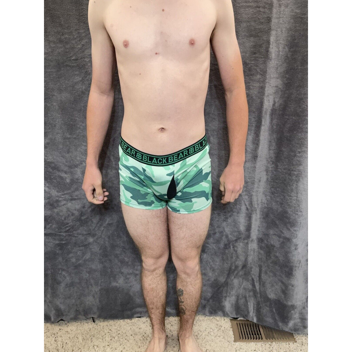 men's medium athletic trunk style black bear boxer brief Green Camo