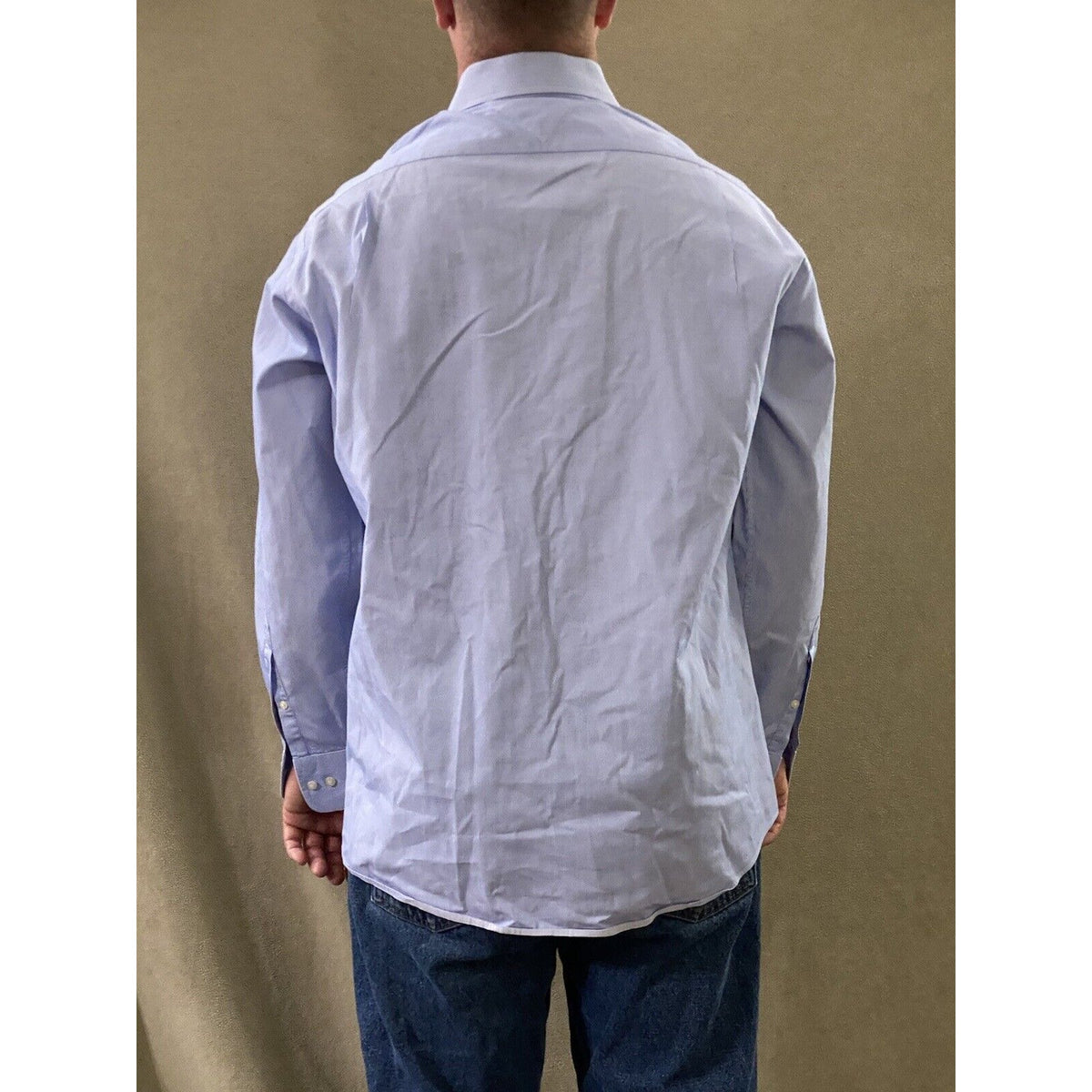 Tommy Hilfiger Men’s Size 16 Regular Fit Blue Stripes Button-down Long Sleeves