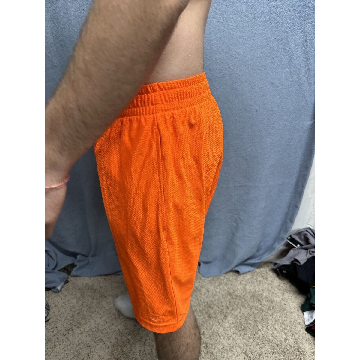 Men’s Neon Orange Starter Medium Athletic Shorts With  Pockets