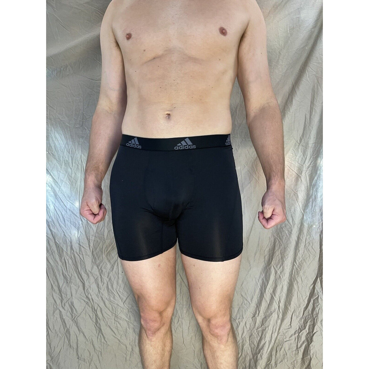 men's black adidas aeroready black compression boxer briefs Large