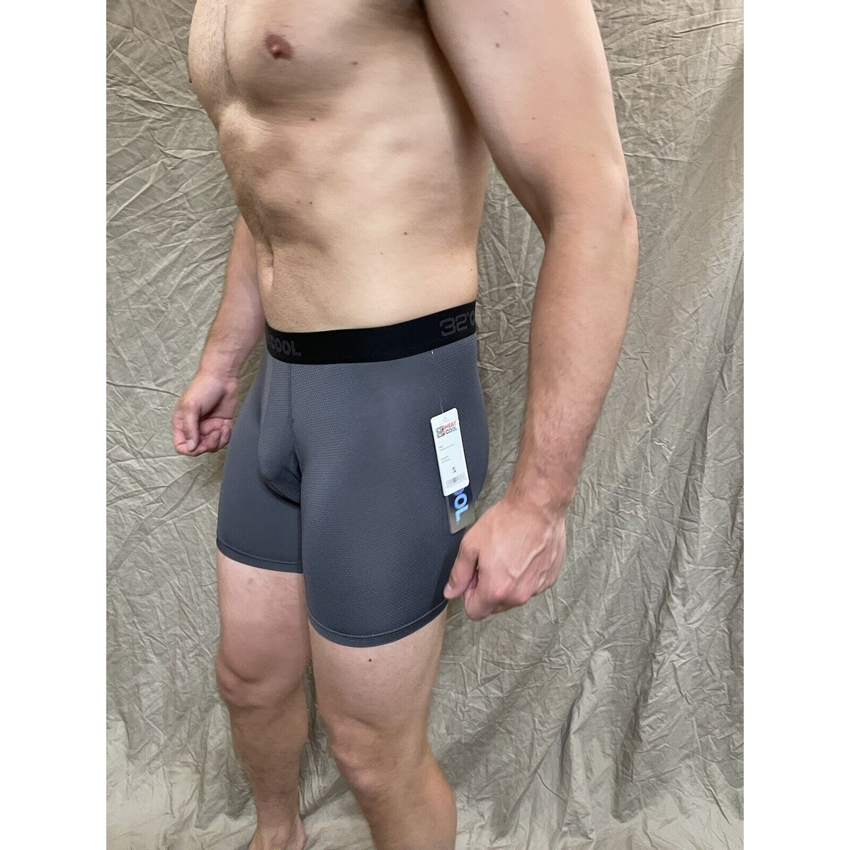 men's 32 degree cool charcoal gray mesh boxer brief Medium