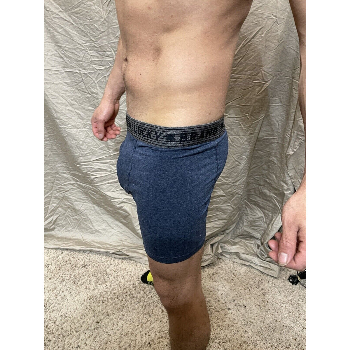 men's lucky brand dark blue boxer briefs stretch medium