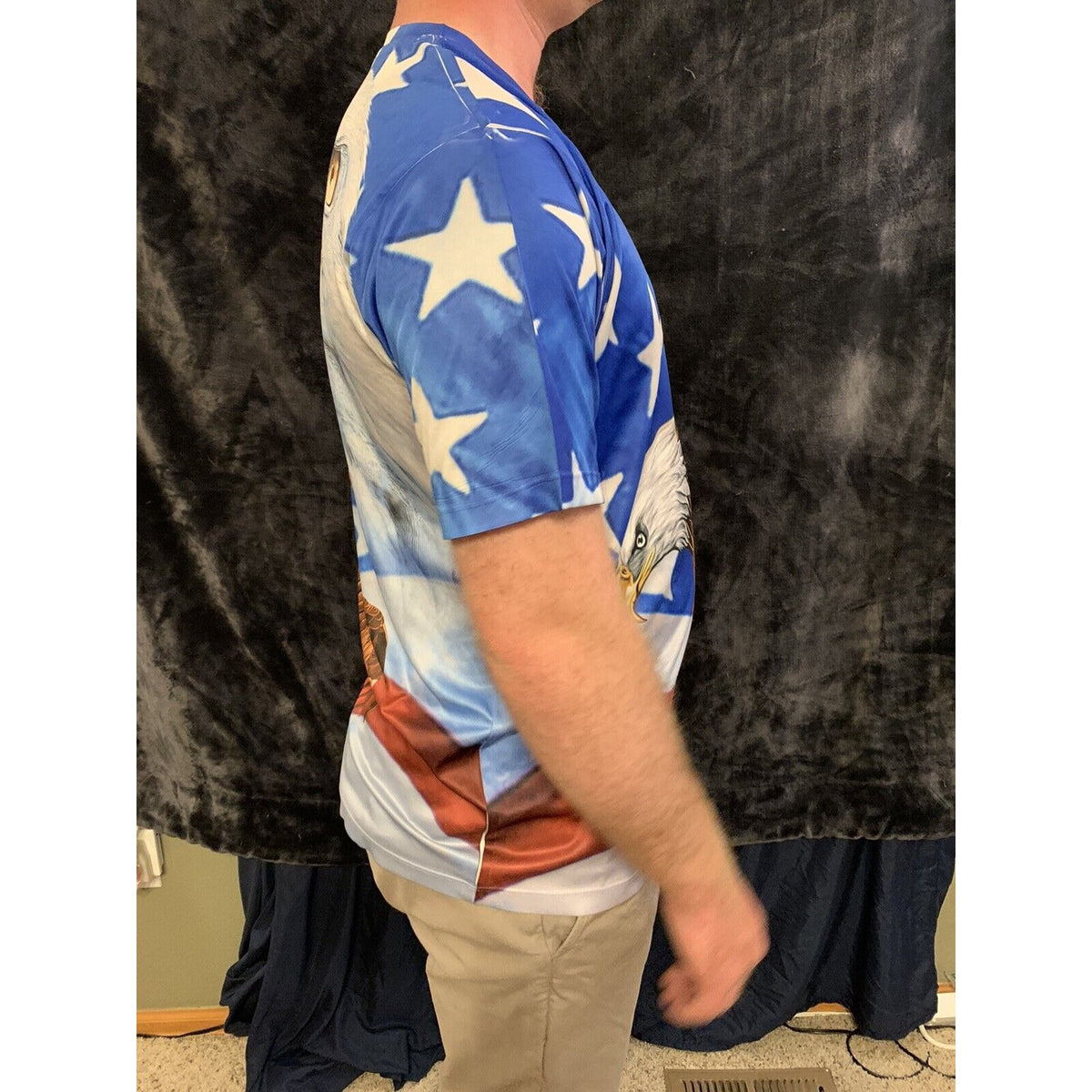 Full Color Spirit of America Mens Bald Eagle Flag Graphic Shirt Size Large