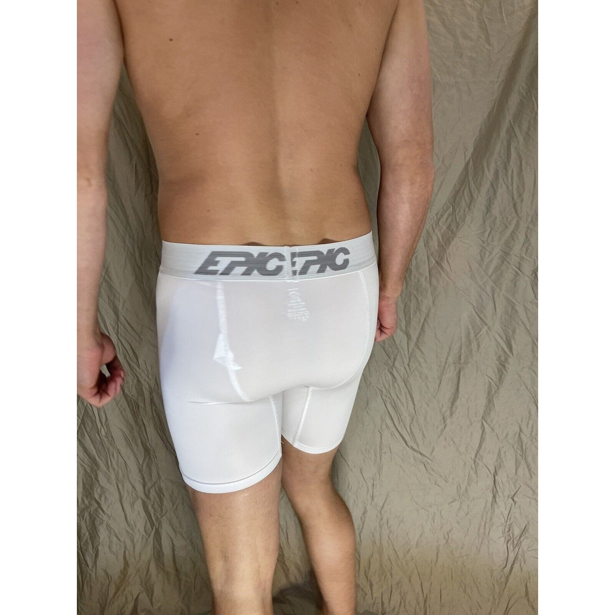 men's epic stretch white epicool compression shorts Large