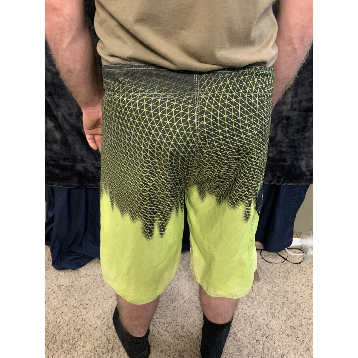 Nonwe Men's Multi-Color Boardshorts / Lined Swim Trunks; SIZE: 36 Black & Yellow