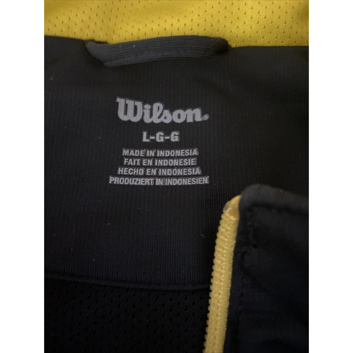 Wilson Men’s Large Black Yellow Mesh Polyester Full-zip Jacket
