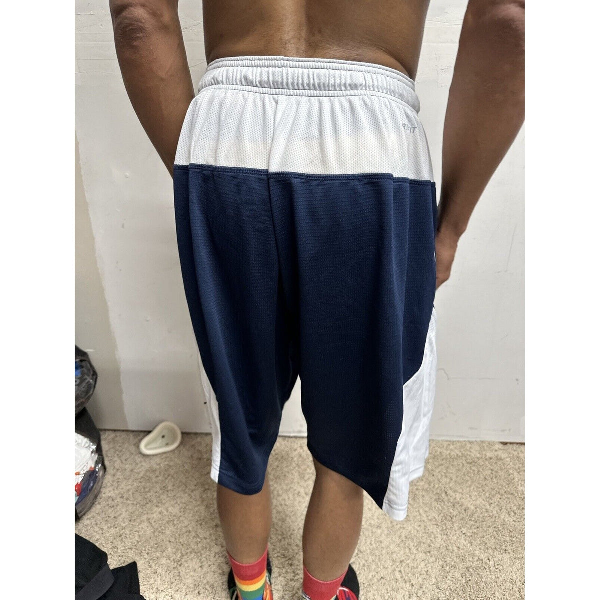 Men’s Nike Dri Fit Large Athletic Shorts Dri-fit Blue White With Pockets