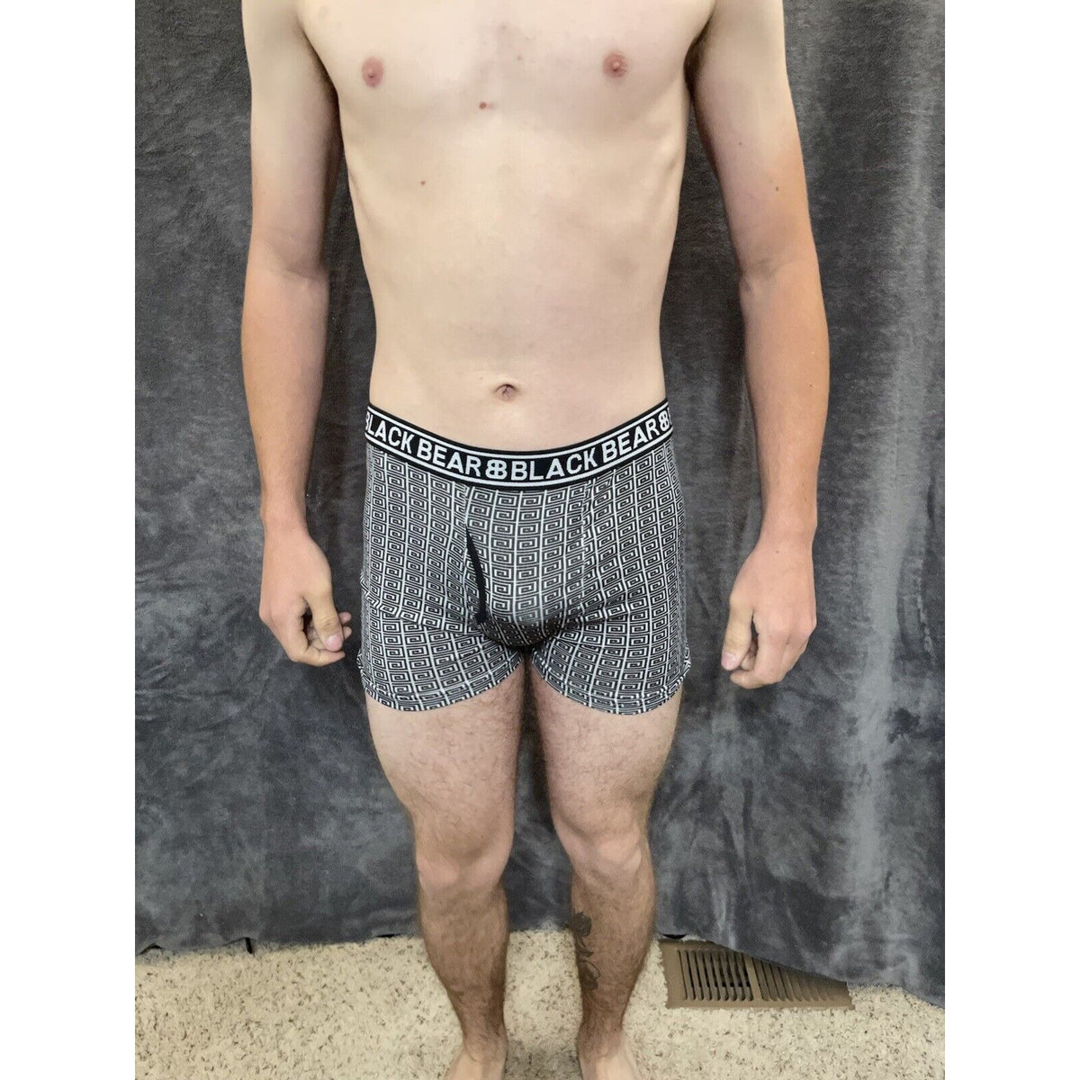 men's medium athletic trunk style black bear boxer brief White And Black Squares