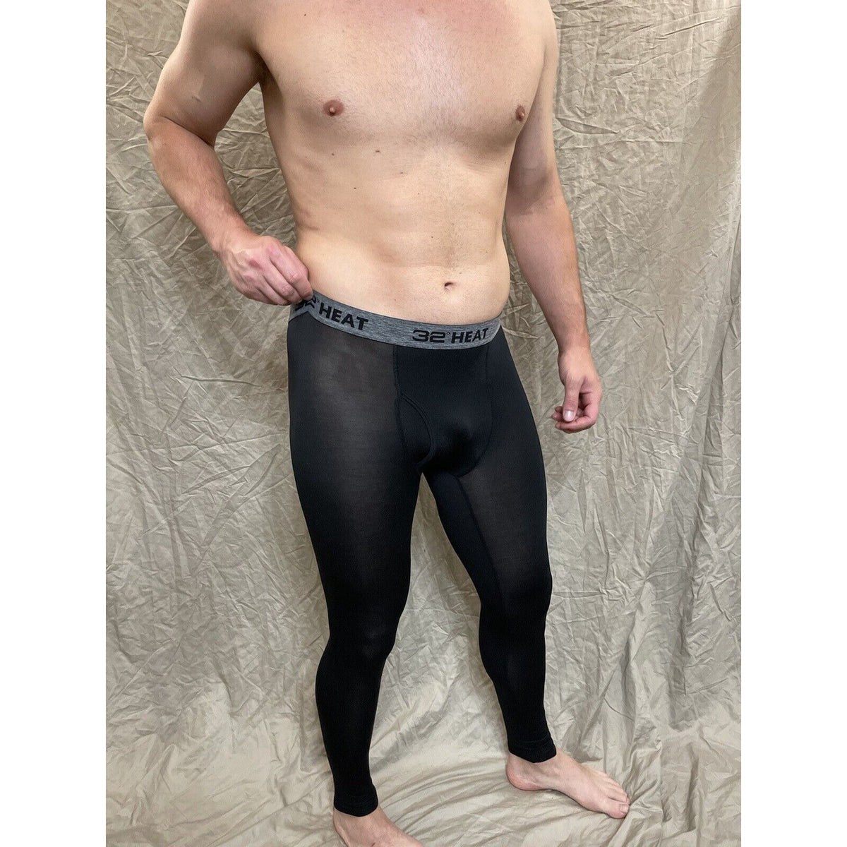 men's 32 degree heat black base layer long underwear leggings Large
