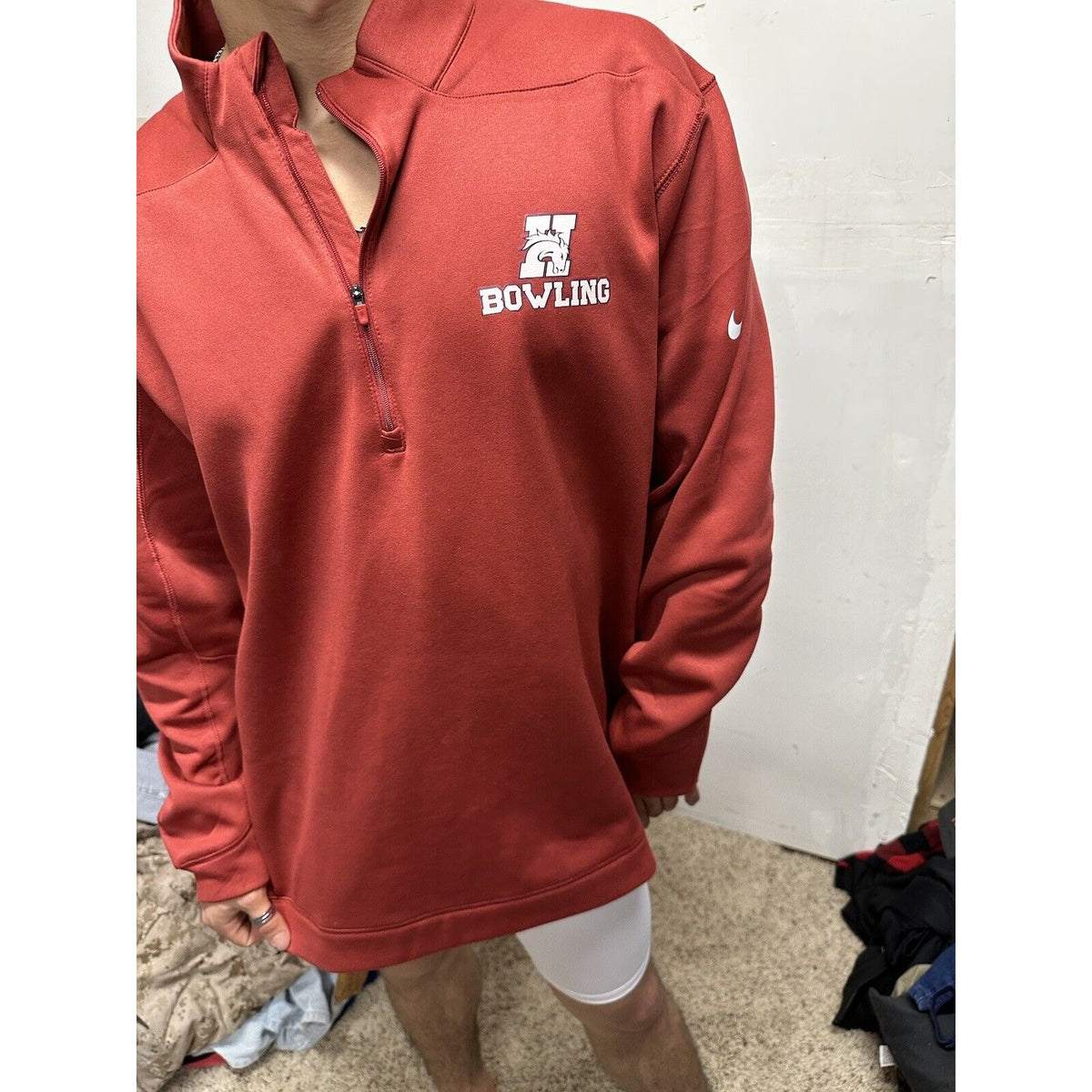 Men’s XXL Red Bowling 1/4 Zip Pullover Nike Golf College Shirt