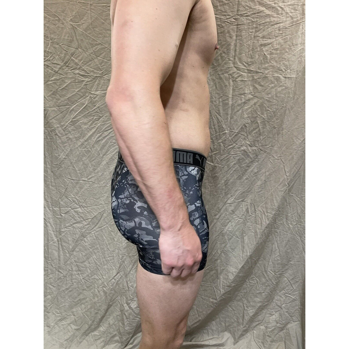 men's small puma gray camo compression boxer briefs