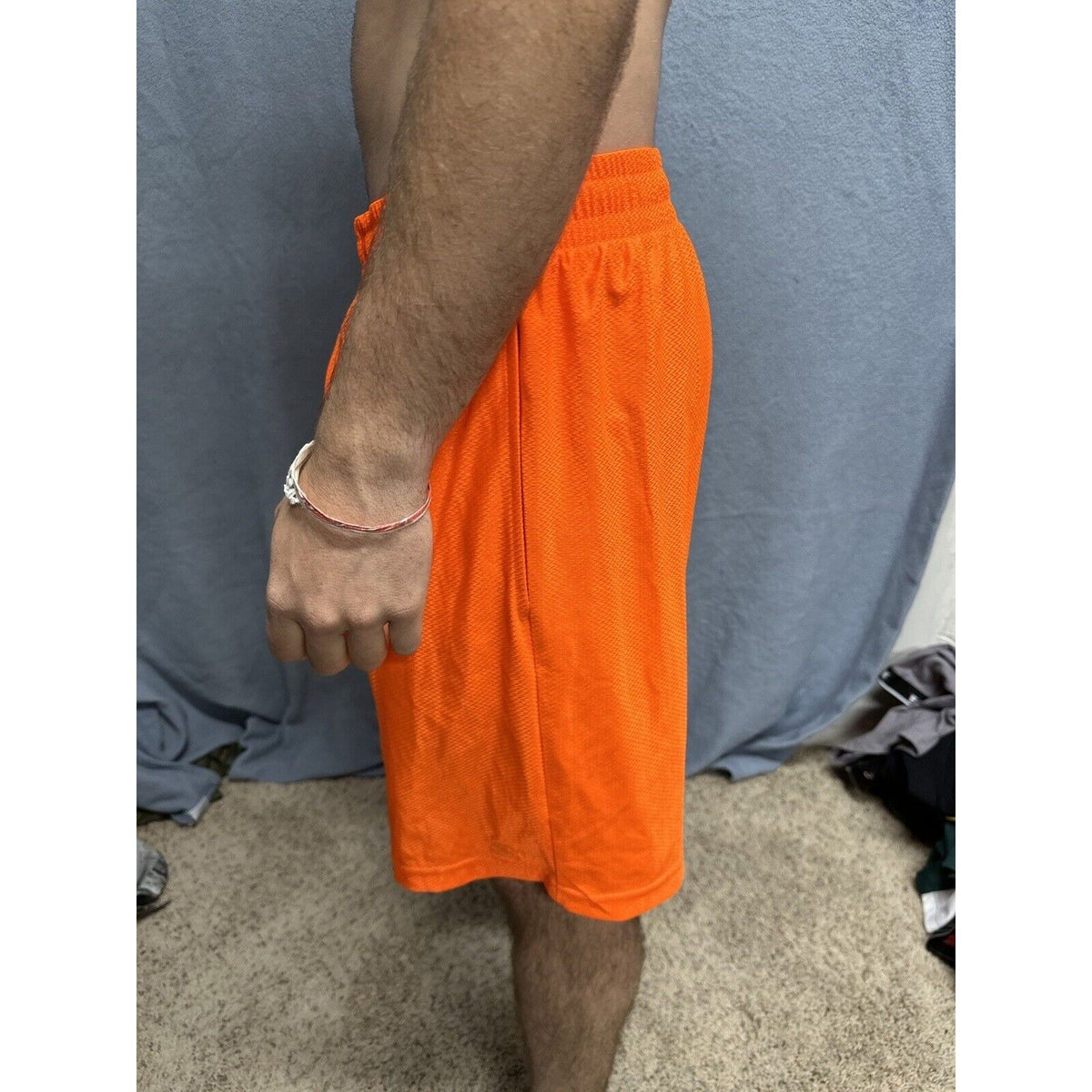 Men’s Neon Orange Starter Medium Athletic Shorts With  Pockets