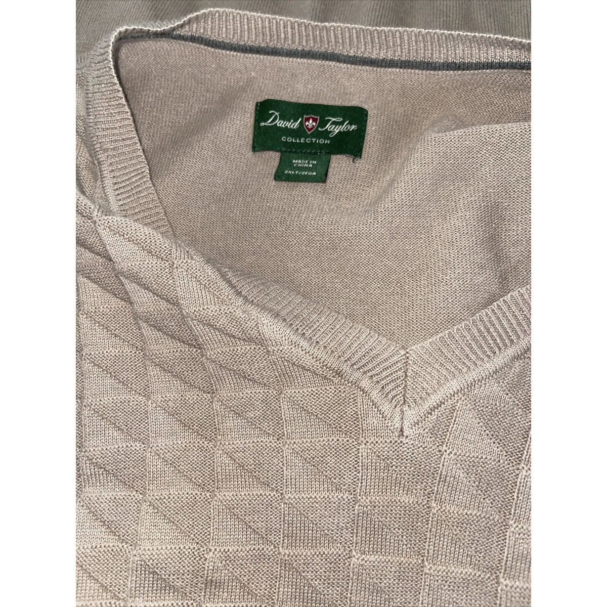Men’s David Taylor Collection 2XLT Tan Sweater Vest