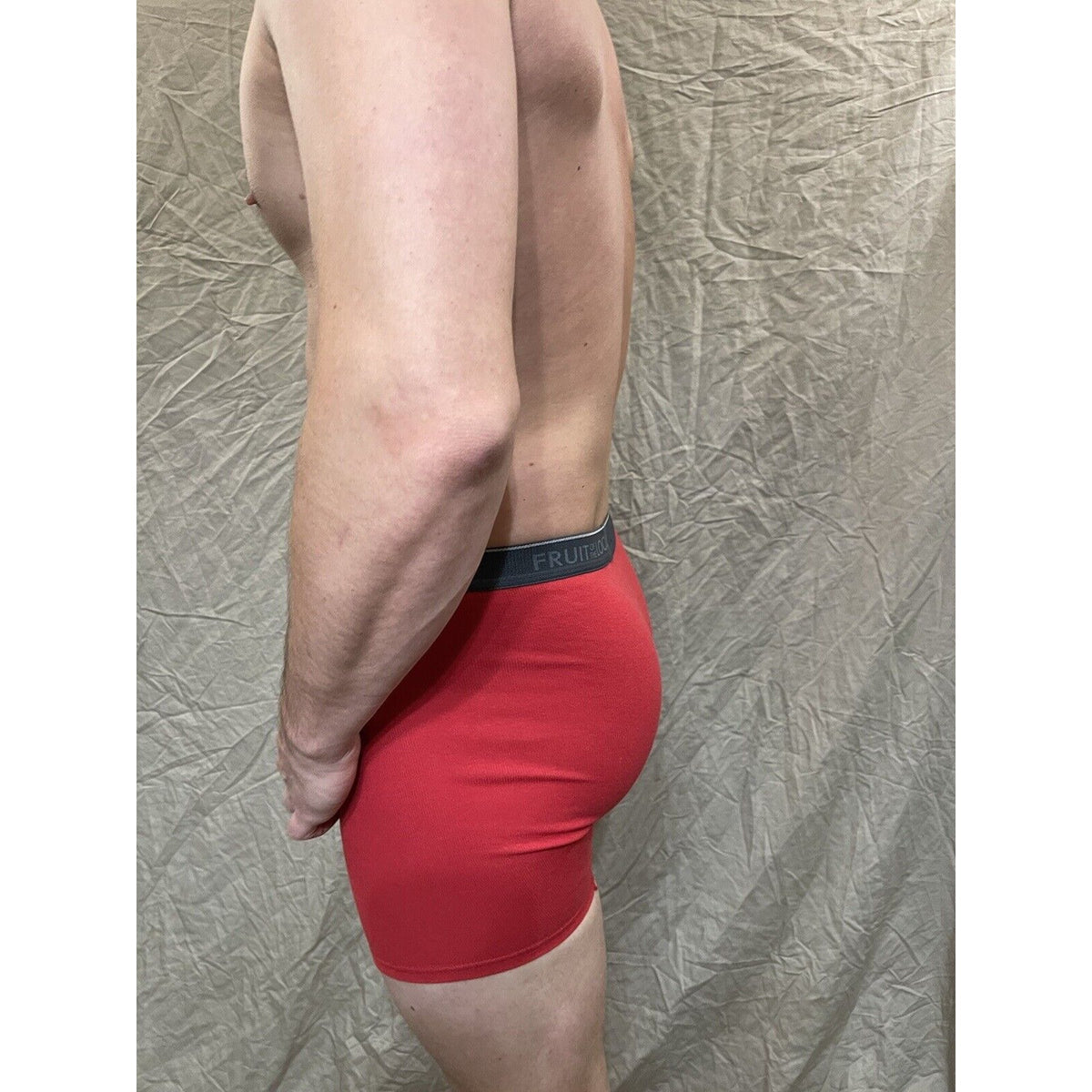 men's red  fruit of the loom cotton boxer brief Small