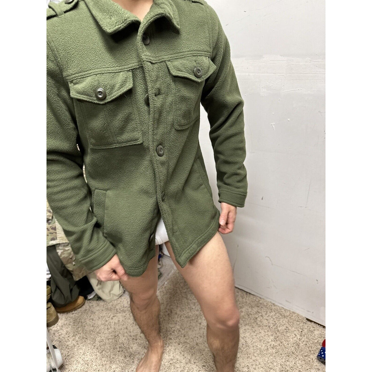 Men’s Old Navy Small Poly Olive Green Front Button Jacket