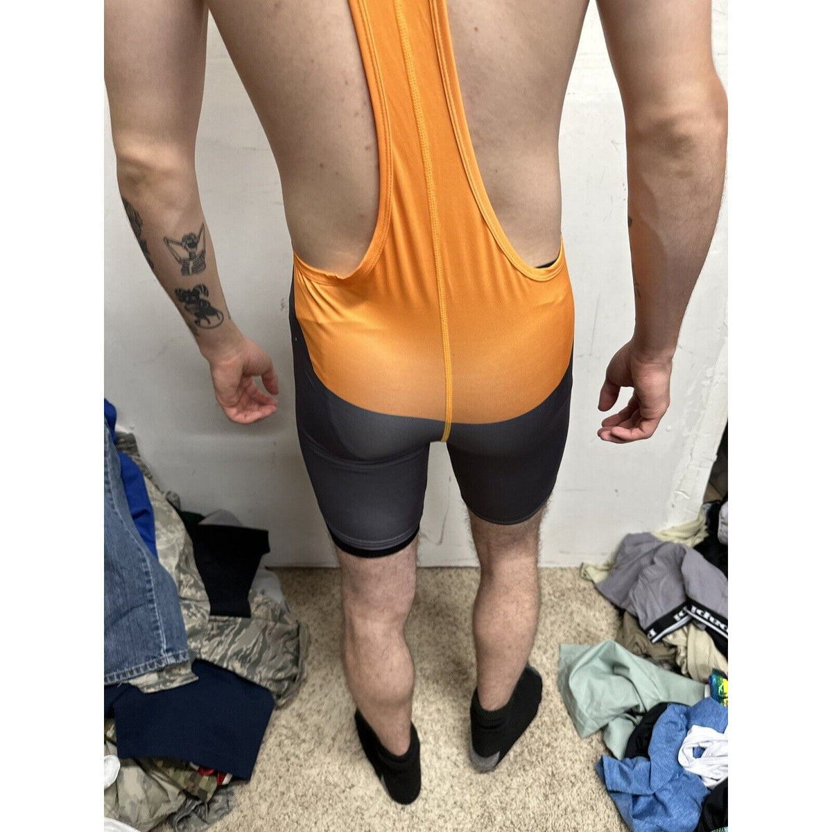 Men’s Medium Orange And Gray Tauwell Athletic Wrestling Singlet